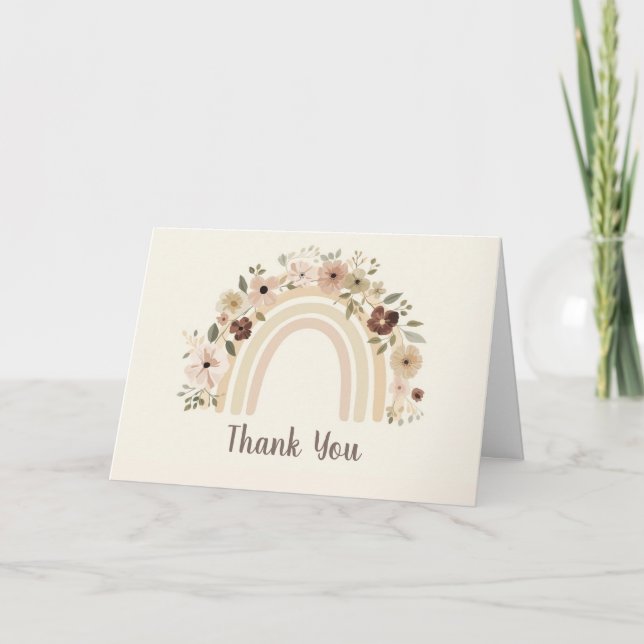 Minimalist Floral Rainbow Birthday Thank You Card Dankeskarte (Vorderseite)
