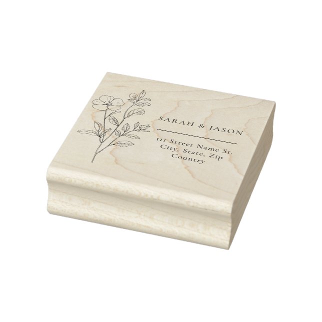 Minimalist Floral Wedding Rubber Stamp Gummistempel (Stempel)