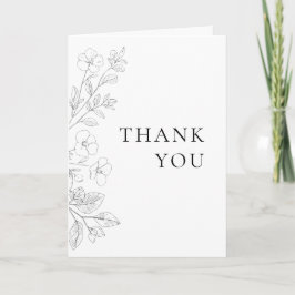 Minimalist Floral Wedding Thank You Card Dankeskarte