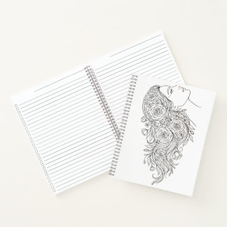Minimalist Floral Woman Profile Notebook Notizbuch