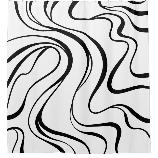 Minimalist Fluid Line Art Shower Curtains Duschvorhang (Vorderseite)