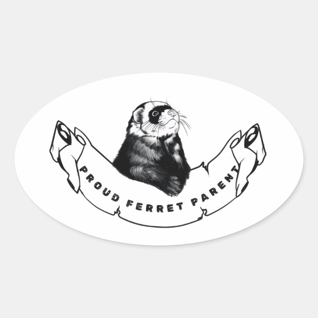 Minimalist  for ferret enthusiasts. ovaler aufkleber (Vorderseite)