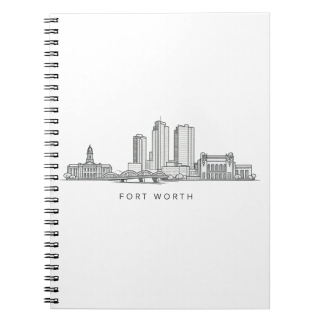 Minimalist Fort Worth Skyline Line Art Notizblock (Vorderseite)
