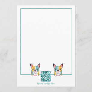 Minimalist – Französischer Bulldogge & QR-Code Mitteilungskarte