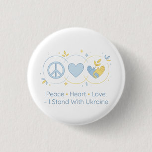 Minimalist Frieden Herz Liebe Ukraine Unterstützun Button