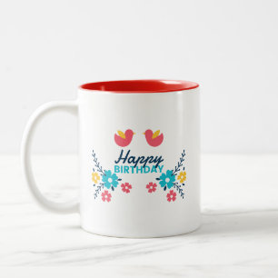Minimalist Fröhlich Bunt Glücklicher Geburtstag Fr Zweifarbige Tasse