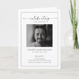 Minimalist Funeral Order of Service Folded Program Karte