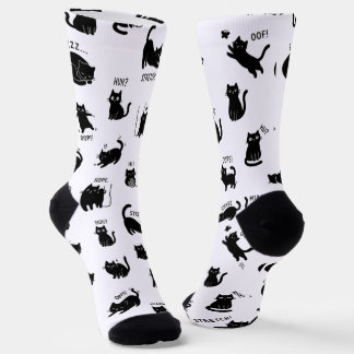 Minimalist Funny Black Cats Pattern Socken