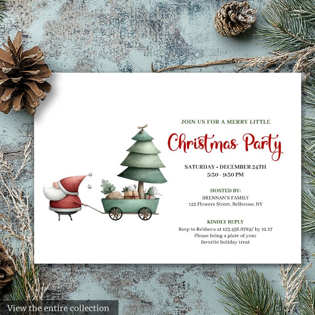 Minimalist Funny Santa Claus Festive Party Invite Einladung (Minimalist Funny Santa Claus Festive Party Invite)