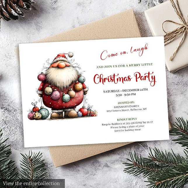 Minimalist Funny Santa Hand Drawn Festive Invites Einladung (Minimalist Funny Santa Hand Drawn Festive Invitation)