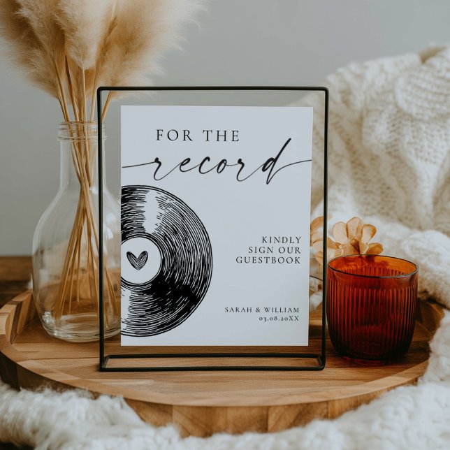Minimalist Für das Record-Schild Gästebuch untersc (For the Record Wedding Guestbook Sign)