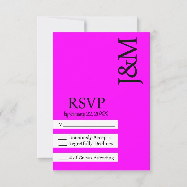 Minimalist Fuschia Magenta RSVP card Karte (Vorderseite)