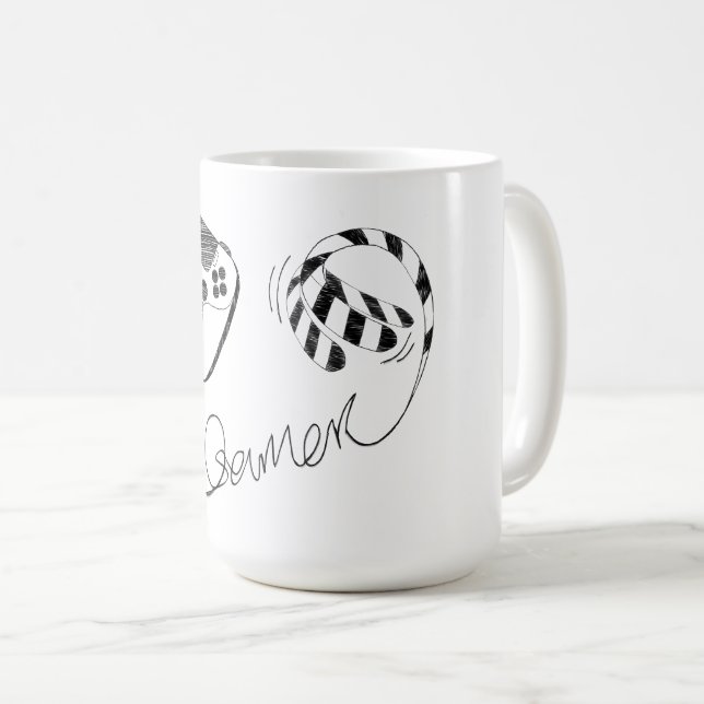 Minimalist Gamer Cat Line Art - Controller Cable  Kaffeetasse (VorderseiteRechts)