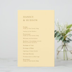 Minimalist Gelb Moderne Hochzeitsprogramm
