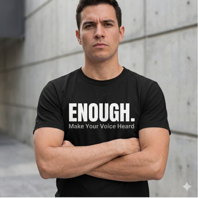 Minimalist GENUG Mach deine Stimme gehört Typograf T-Shirt (Von Creator hochgeladen)