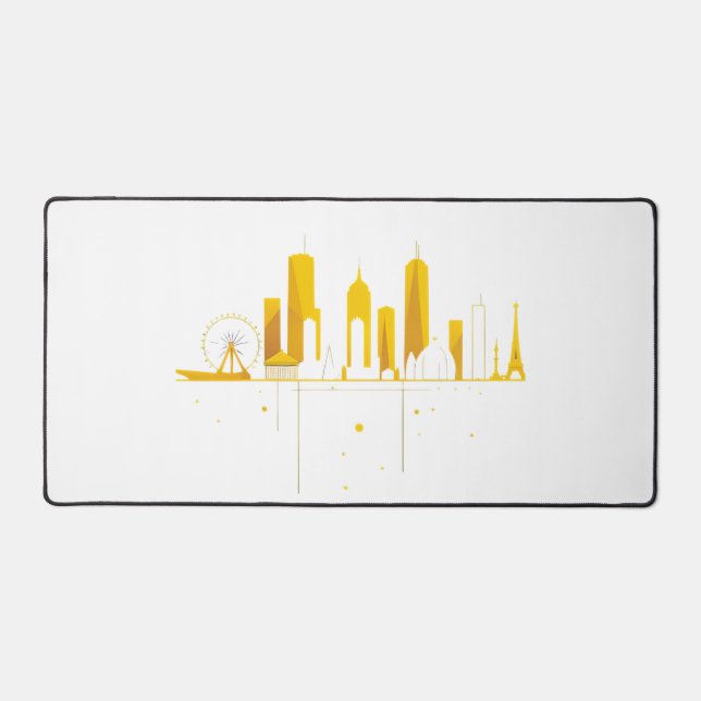 Minimalist Geometric City Skyline Silhouette  Schreibtischunterlage (Vorderseite)