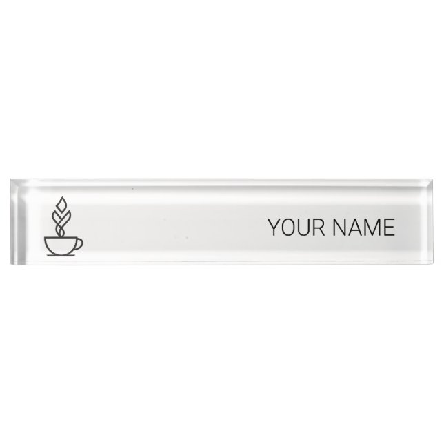 Minimalist Geometric Coffee Desk Name Plate | Mode Namensplakette (Vorderseite)