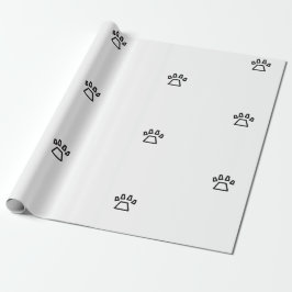 Minimalist Geometric Dog Paw Print Black and White Geschenkpapier