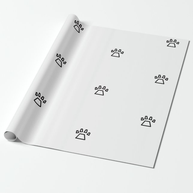 Minimalist Geometric Dog Paw Print Black and White Geschenkpapier (Ungerollt)