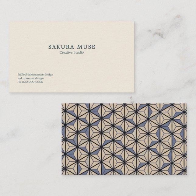 Minimalist Geometric Japanese Business Card  Visitenkarte (Vorne/Hinten)
