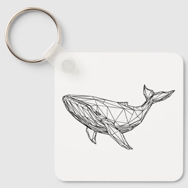 Minimalist Geometric Whale Keychain Schlüsselanhänger (Vorderseite)