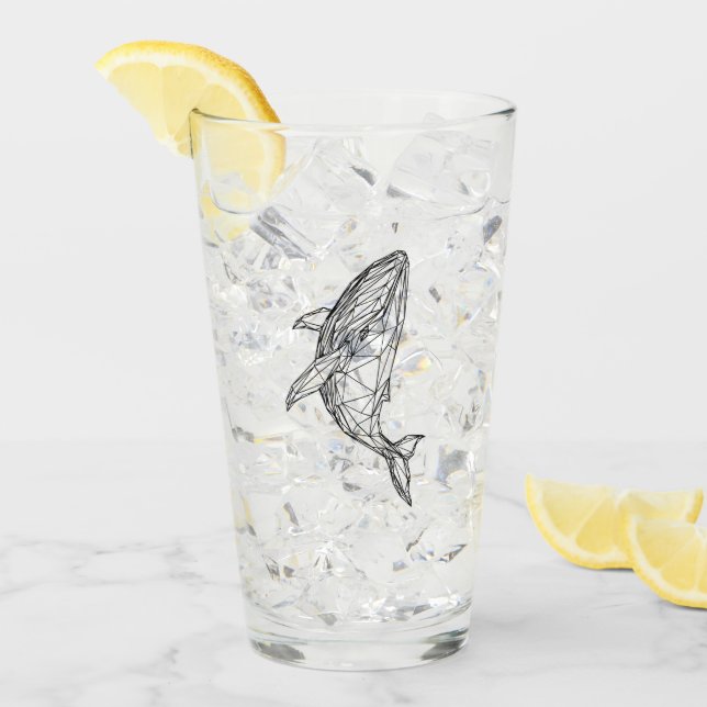 Minimalist Geometric Whale Mug Glas (Vorderseite Ice)