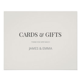 Minimalist ‘Gifts & Cards’ Wedding Sign Warm Ivory Poster