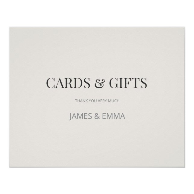 Minimalist ‘Gifts & Cards’ Wedding Sign Warm Ivory Poster (Vorderseite)