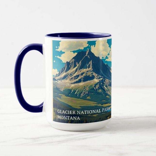 Minimalist Glacier National Park Peak Custom Tasse (Links)