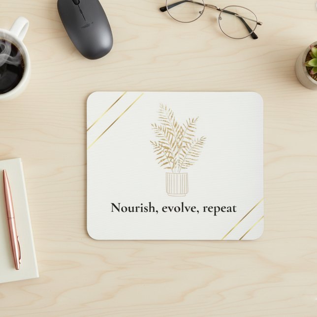 Minimalist Gold Botanical Quote  Mousepad (Von Creator hochgeladen)