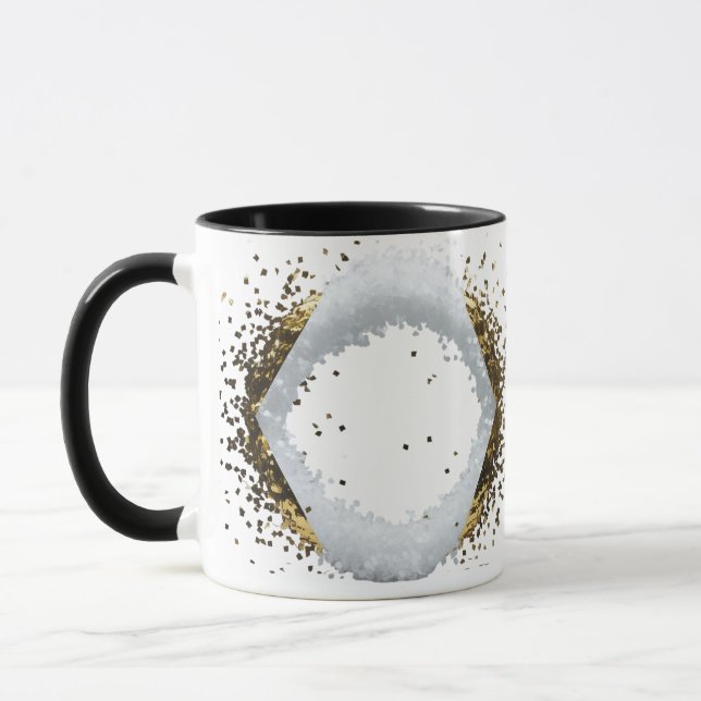 Minimalist Gold Diamond Frame White Confetti Combo Tasse (Links)