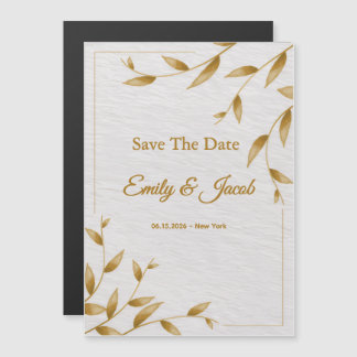 Minimalist Gold Frame Save The Date Card | Elegant Magneteinladung
