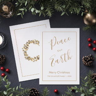 Minimalist Gold Frieden auf Erden Weihnachtskarte Einladung