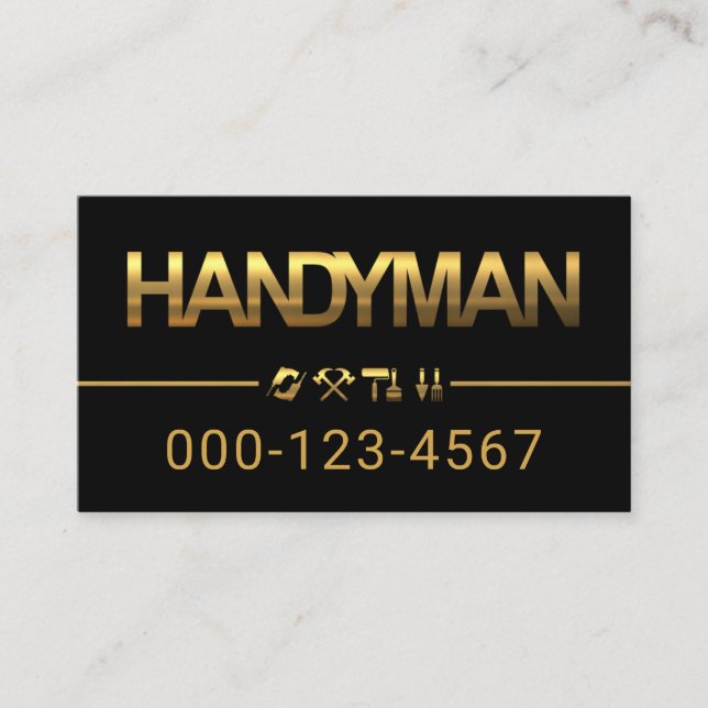 Minimalist Gold Handyman Tools Line Visitenkarte (Vorderseite)