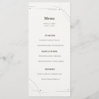 Minimalist Gold Line Wedding Menu Card Karte