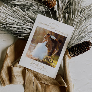 Minimalist Gold Married Little Christmas Thank You Feiertagskarte
