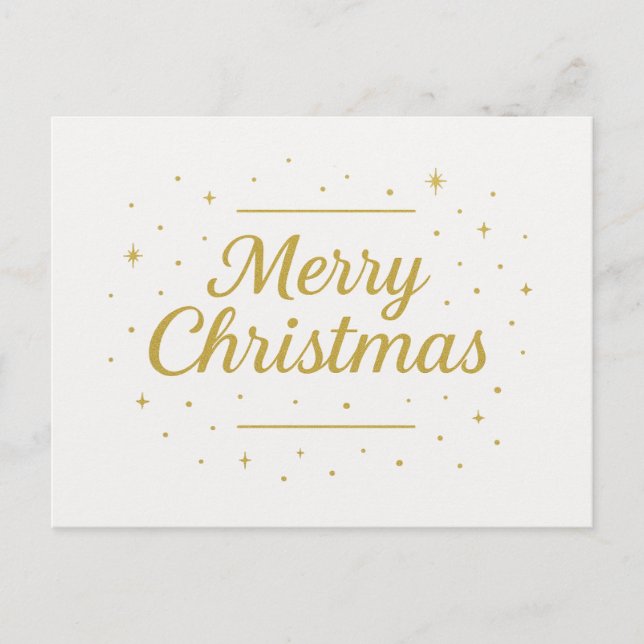 Minimalist Gold Merry Christmas Card Postkarte (Vorderseite)