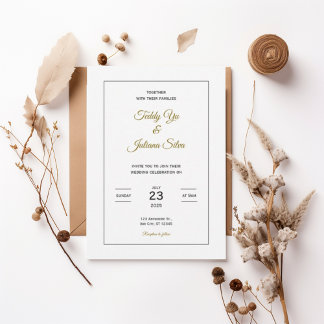 Minimalist Gold Script Wedding Invitation Einladung