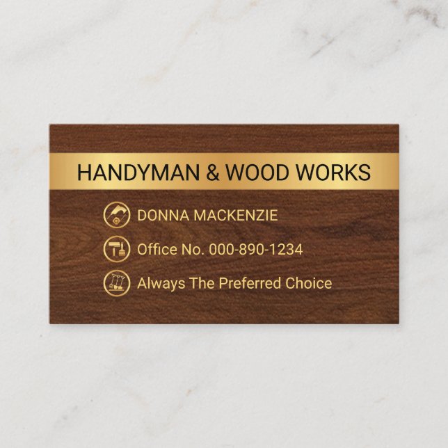 Minimalist Gold Stripe Handyman Tool Icons Visitenkarte (Vorderseite)