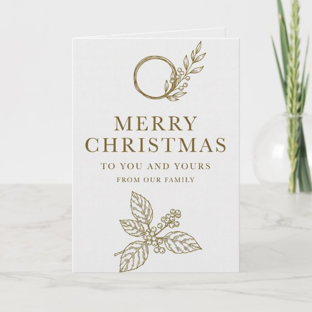 Minimalist Gold Typography Christmas Card Karte (Vorderseite)