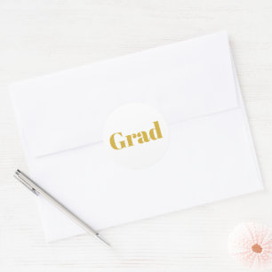 Minimalist Gold und White Abschlussfeier Runder Aufkleber