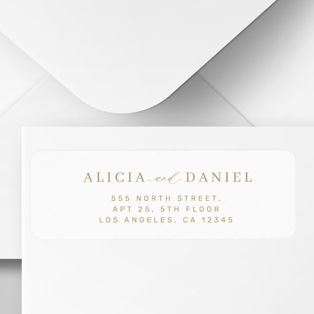 Minimalist gold white wedding return address (Von Creator hochgeladen)