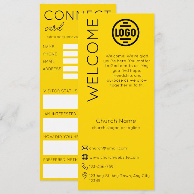 Minimalist Golden Church Connection Card Einladung (Vorne/Hinten)