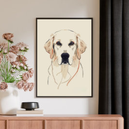 Minimalist Golden Retriever Line Art Leinwanddruck