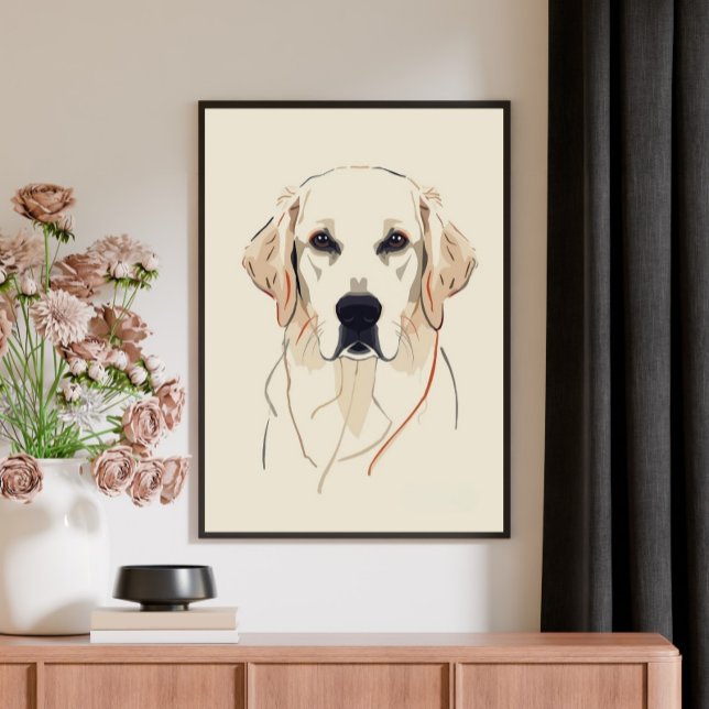 Minimalist Golden Retriever Line Art  Leinwanddruck (Von Creator hochgeladen)