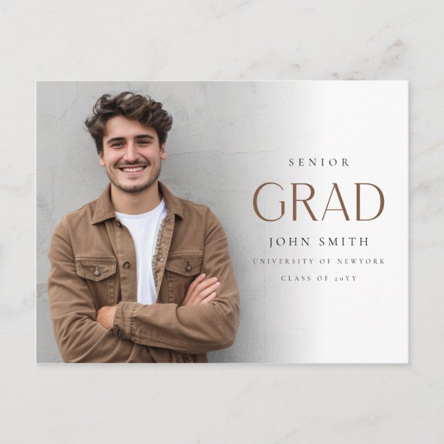 Minimalist Graduate Senior Grad Photo Announcement Postkarte (Vorderseite)
