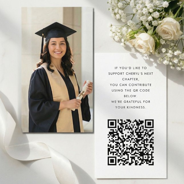 Minimalist Graduation Fund QR Enclosure Card Begleitkarte (Von Creator hochgeladen)