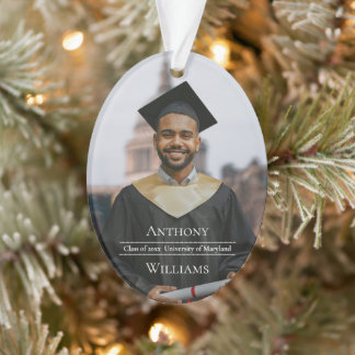 Minimalist Graduation Photo Oval Ornament