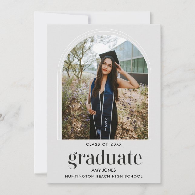 Minimalist Graduation Photo Party Invitation Ankündigung (Vorderseite)