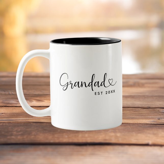 Minimalist Grandad Established Elegant Script  Zweifarbige Tasse (Von Creator hochgeladen)